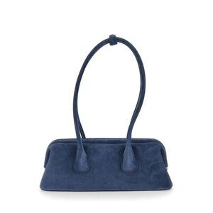 Osoi Women 'Boat Wide Mini' Blue Shoulder Bag With Round Handles In Suede Woman